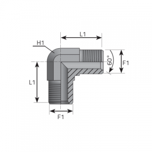 90° Adapter metric male – metric male. (LMM)